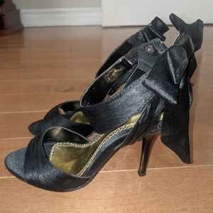Black satin B2 heels